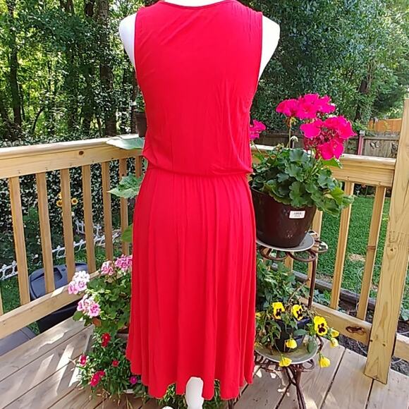 LOFT by Ann Taylor Dress Medium Red Knee to Midi - Picture 3 of 5